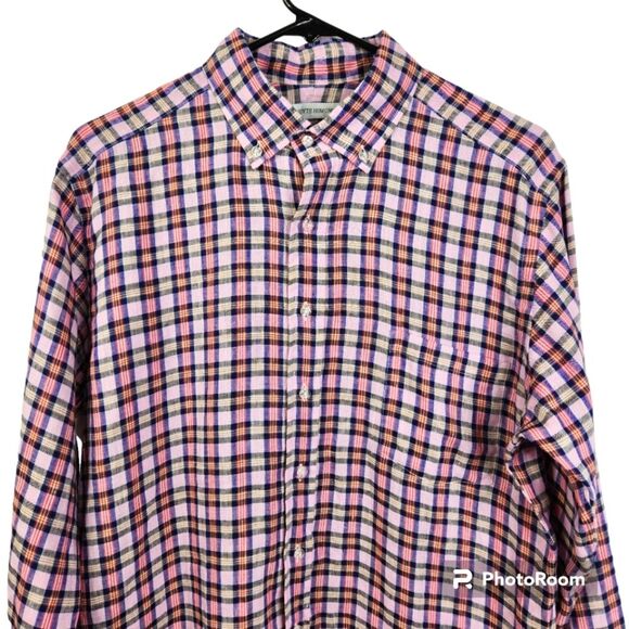 Troglodyte Homunculus Mens Long Sleeve Linen Plaid Button Down Shirt Size Medium - Picture 3 of 7